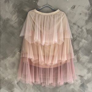 Chic Layered Tulle Skirt in Pink and Cream